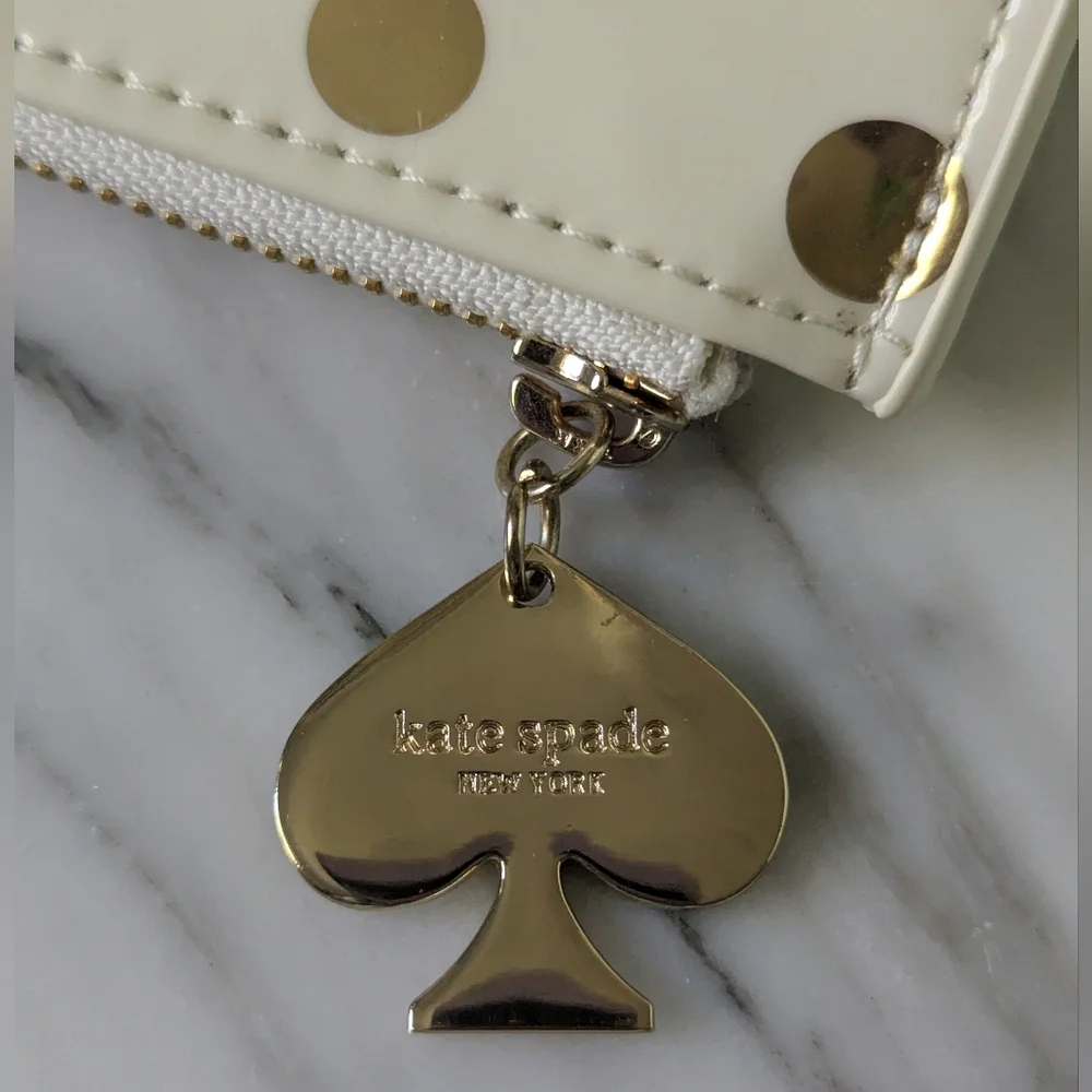 Kate Spade Gold/Cream Polka Dot Pencil Clutch
